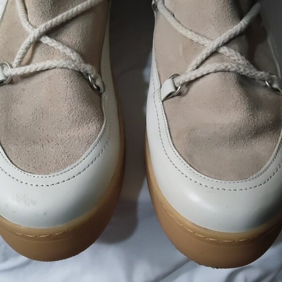 ZARA Split Suede Leather Lace up boots sz 41 Beige White sz 10 US - Picture 8 of 13